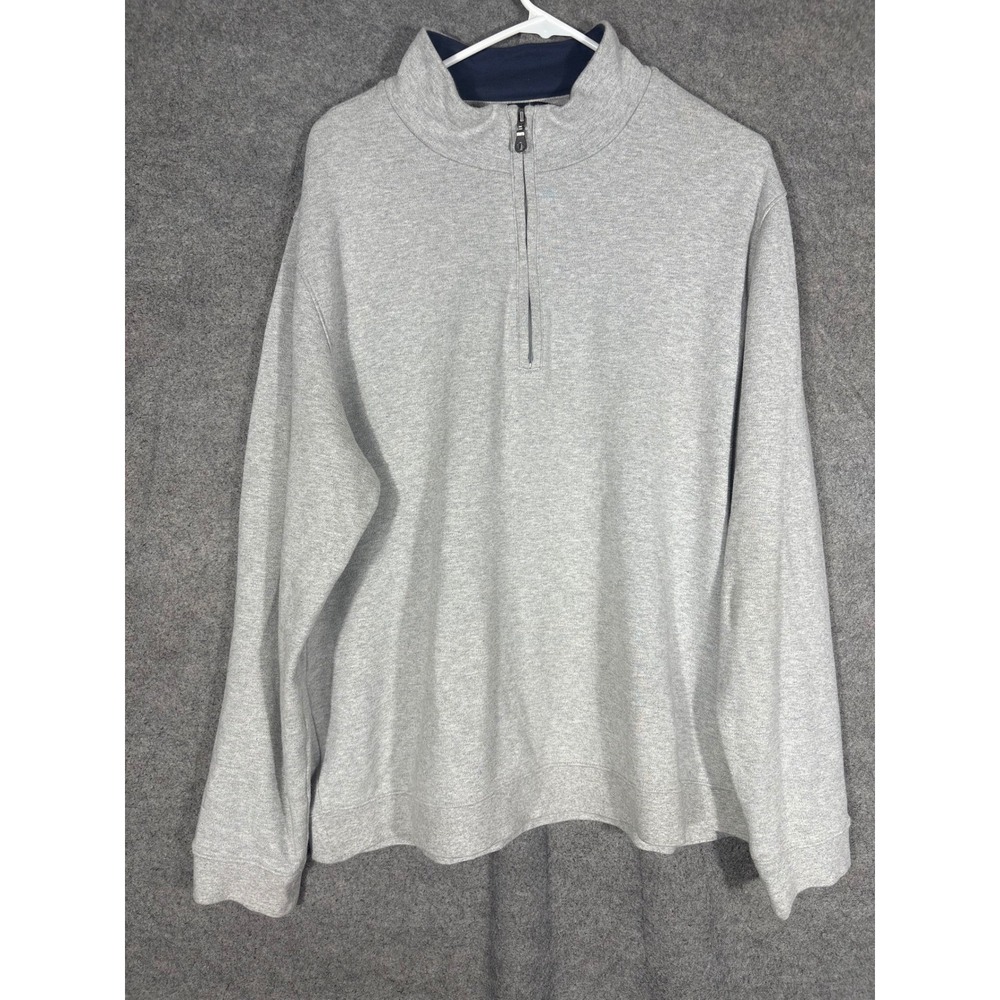 Scott Barber Mens Gray 100% Pima Cotton Quarter Zip Pullover Sweater Large L